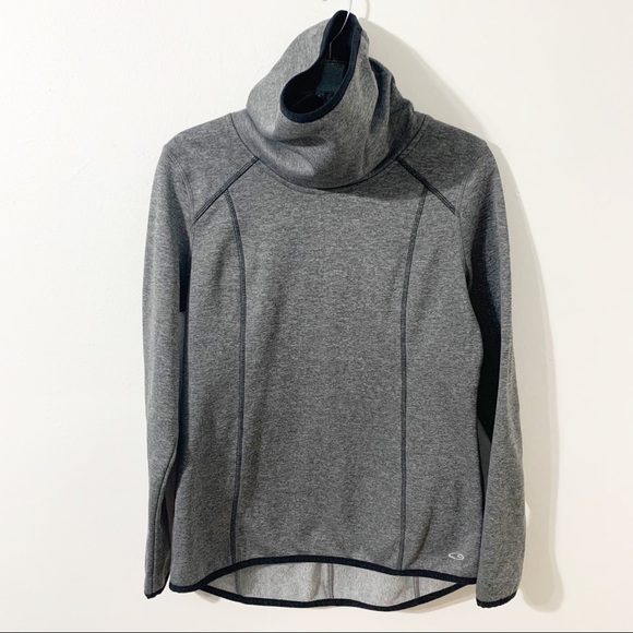Champion Duo Dry Long Sleeve Turtleneck Pullover Sweatshirt Hi Lo Contrasting - Picture 3 of 9